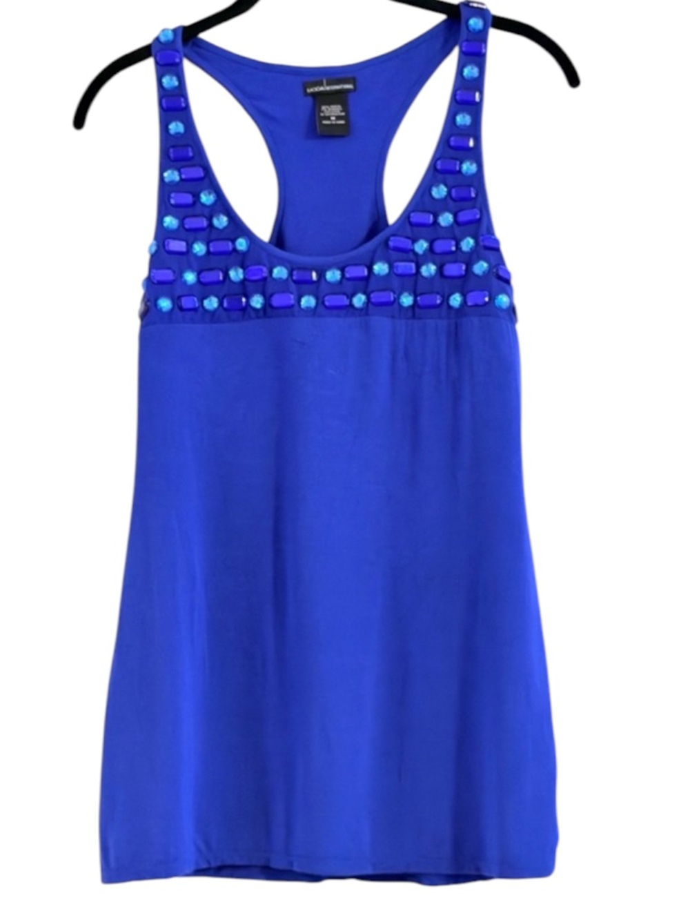 Moda International Royal Blue Studded Rhinestone Racerback Tank Top M
